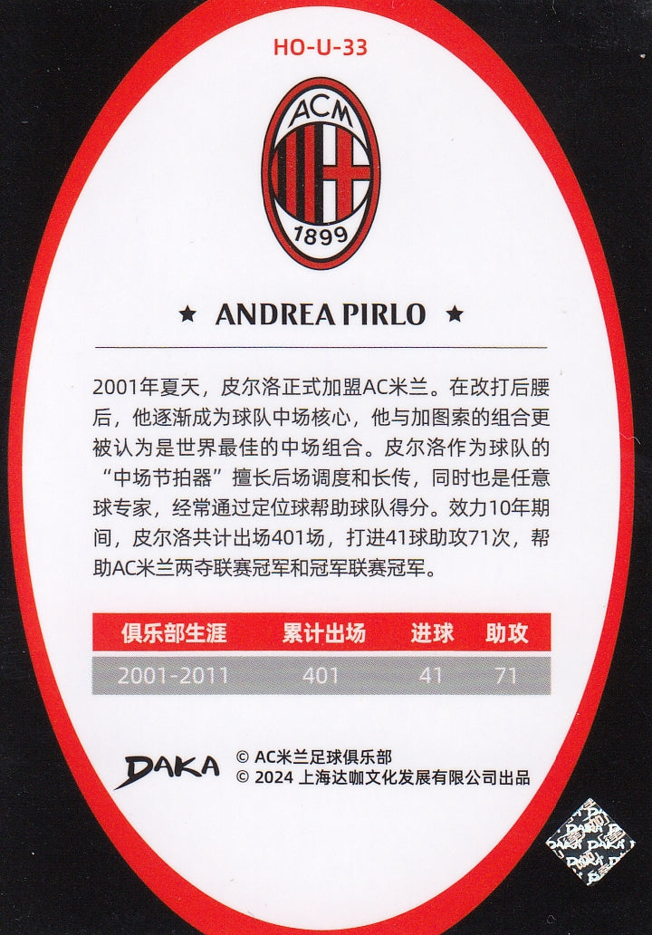 HO-U-33. ANDREA PIRLO - AC MILAN - HOLOCENE