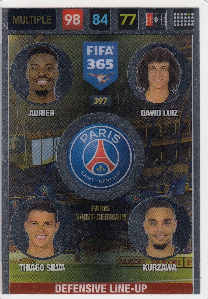 397. PARIS SAINT-GERMAIN - AURIER - DAVID LUIZ - THIAGO SILVA - KURZAWA - MULTIPLE - DEFENSIVE LINE-UP