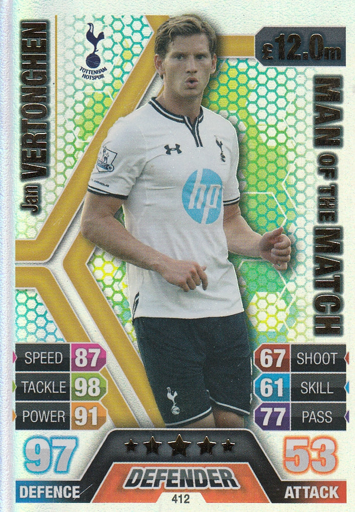 412. JAN VERTONGHEN - TOTTENHAM HOTSPUR - MAN OF THE MATCH