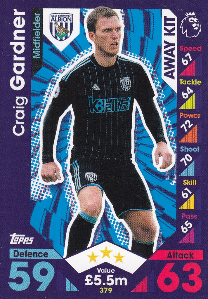 379. CRAIG GARDNER - WEST BROMWICH ALBION - AWAY KIT
