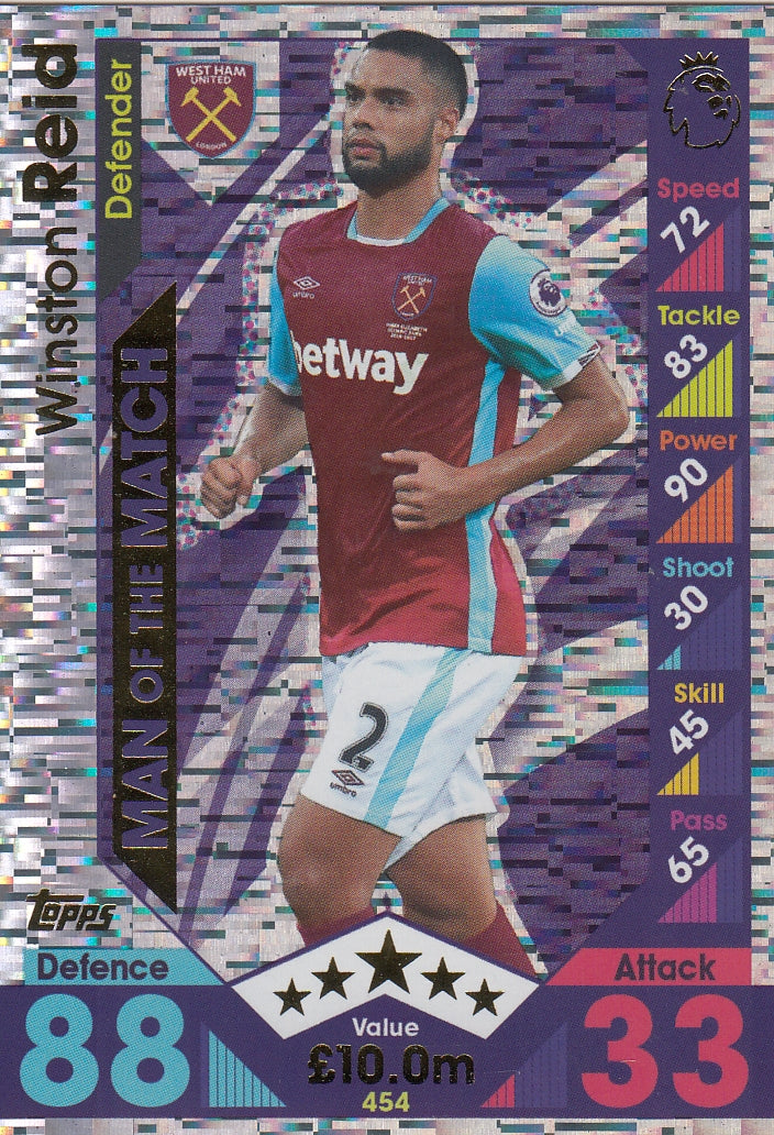 454. WINSTON REID - WEST HAM UNITED - MAN OF THE MATCH