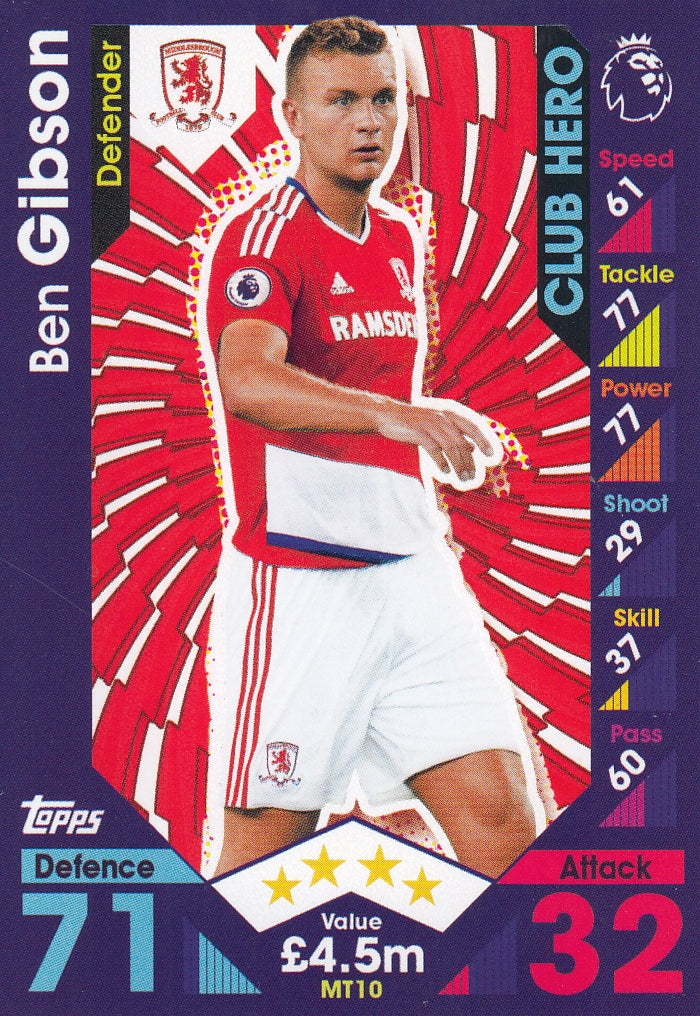 MT 10. BEN GIBSON - MIDDLESBROUGH - CLUB HERO