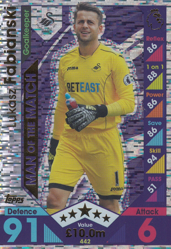 442. LUKASZ FABIANSKI - SWANSEA CITY - MAN OF THE MATCH