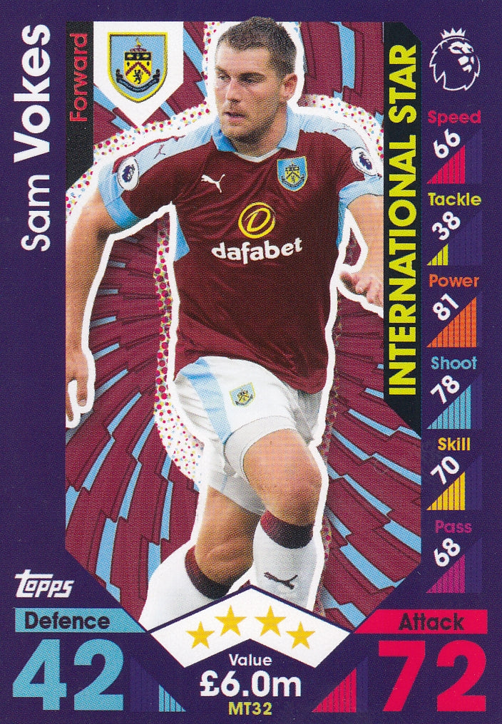 MT 32. SAM VOKES - BURNLEY - INTERNATIONAL STAR