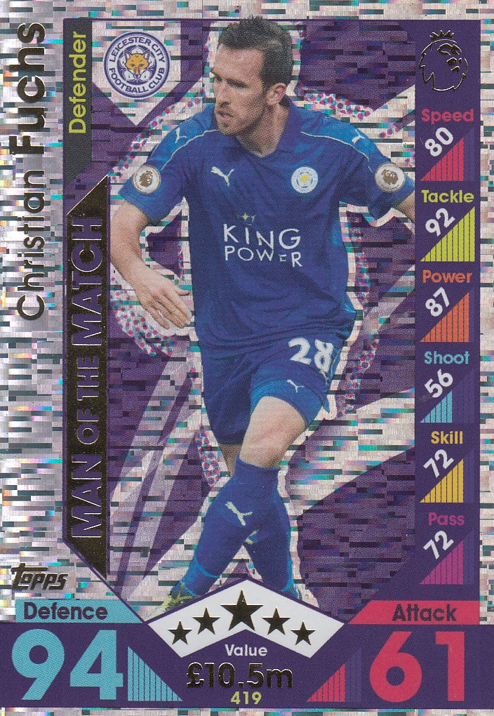 419. CHRISTIAN FUCHS - LEICESTER CITY - MAN OF THE MATCH