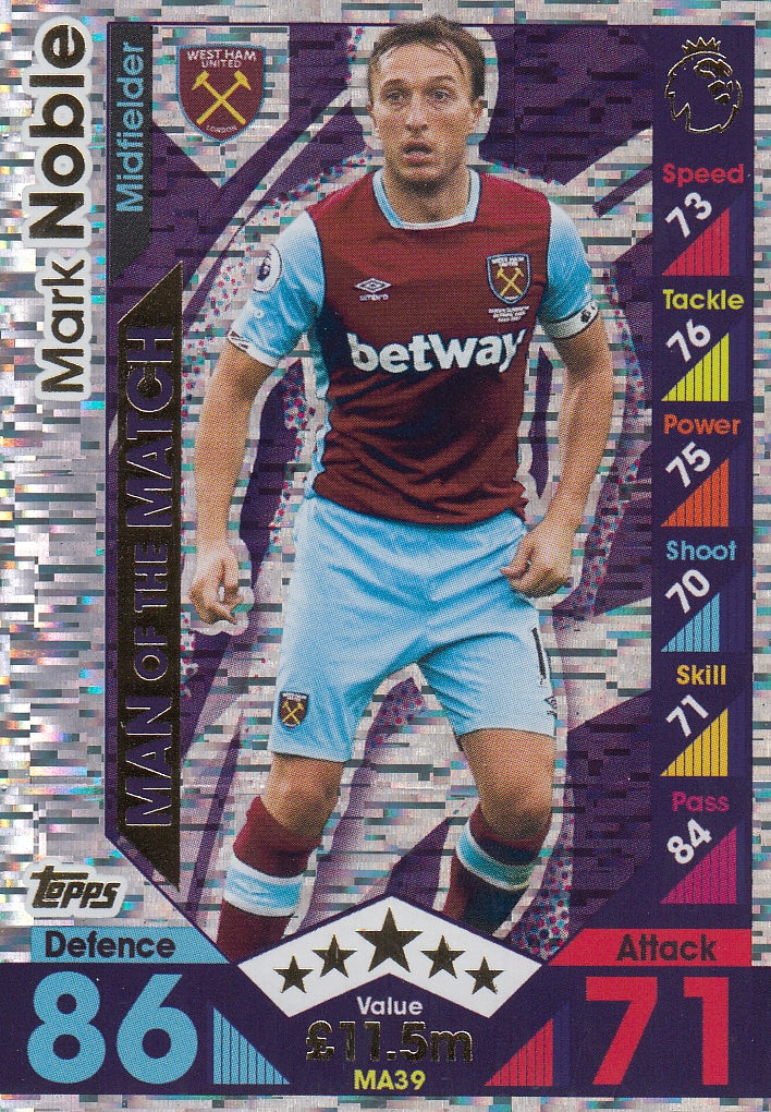 MA-39. MARK NOBLE - WEST HAM UNITED - MAN OF THE MATCH