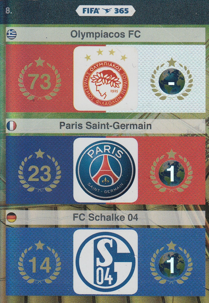 008. OLYMPIACOS FC/PARIS SAINT-GERMAIN/FC SCHALKE 04 - TEAM BADGES