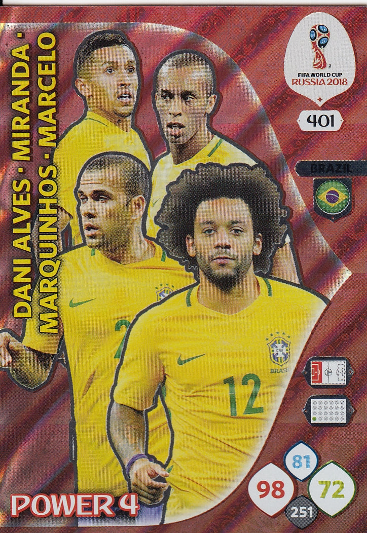 401. DANI ALVES, MIRANDA, MARQUINHOS, MARCELO - BRASIL - POWER 4