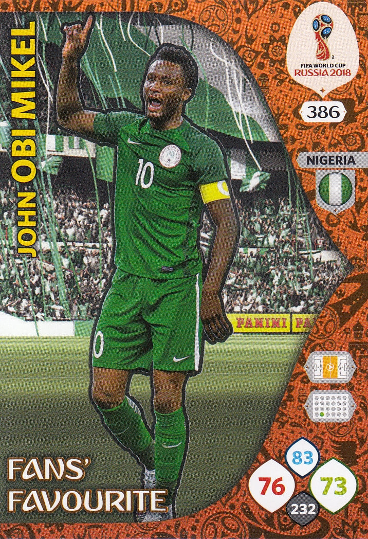 386. JOHN OBI MIKEL - NIGERIA - FANS FAVOURITE