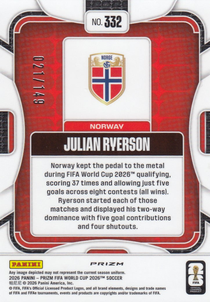 332. JULIAN RYERSON - NORWAY - TEAL DISCO PRIZM #149