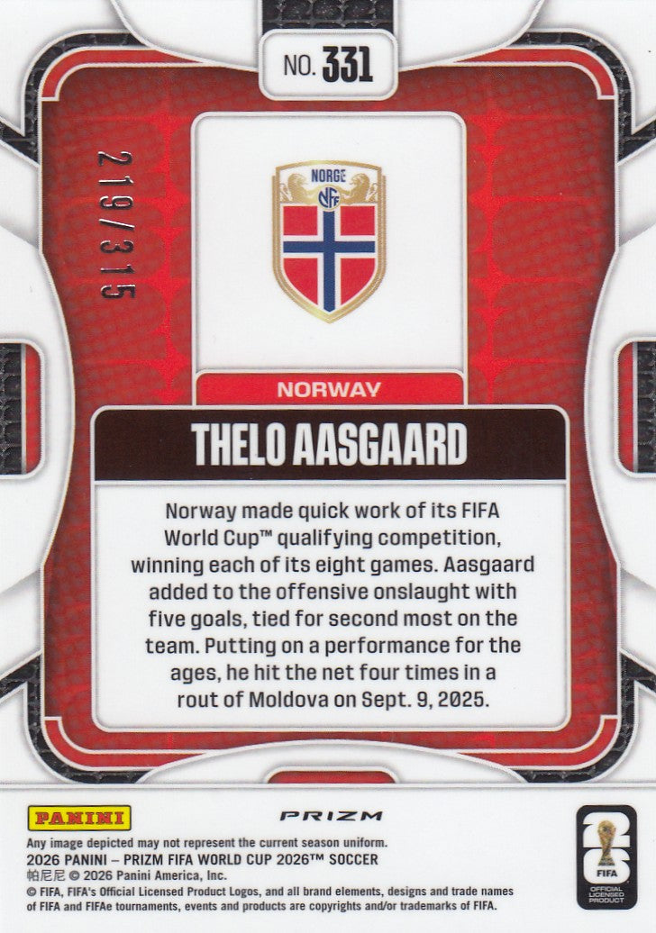 331. THELO AASGARD - NORWAY - ORANGE FLASH PRIZM #315 - RC