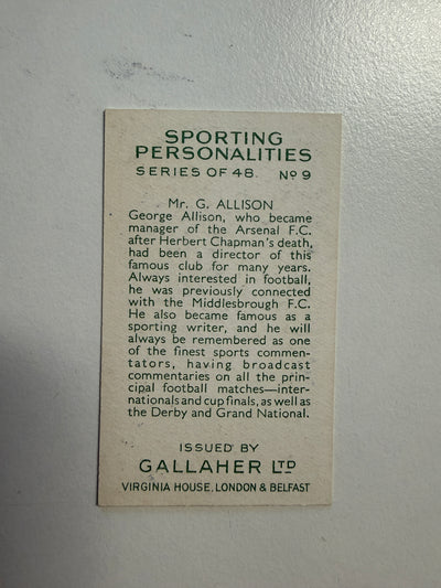 1936 - G. ALLISON - ARSENAL - VINTAGEKORT
