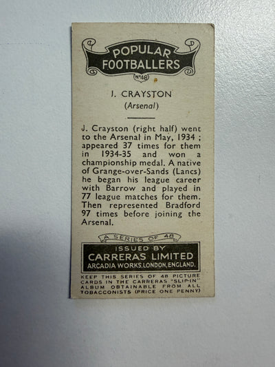 1936 - J. CRAYSTON - ARSENAL - VINTAGEKORT