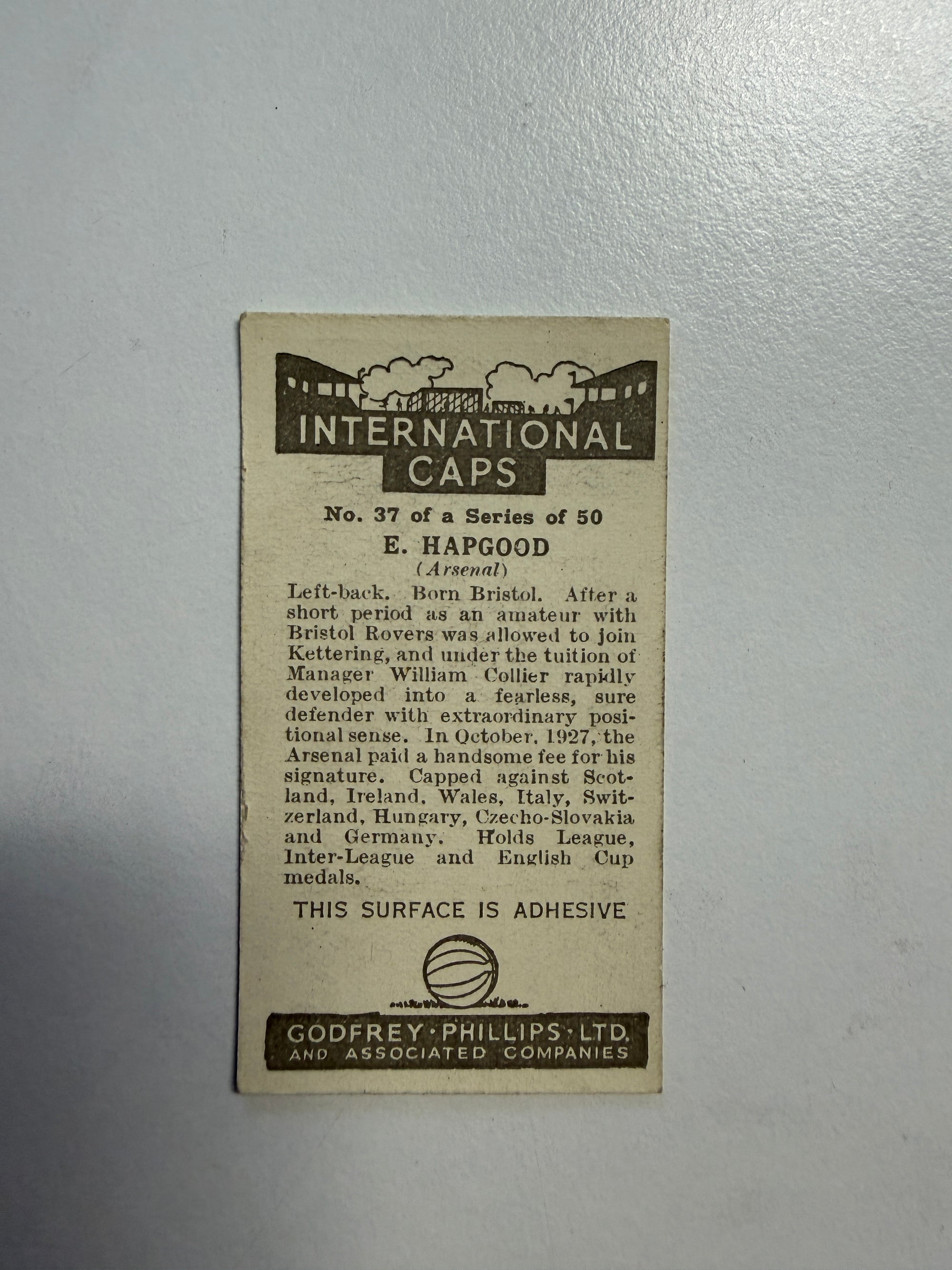 1936 - E. HAPGOOD - ARSENAL - VINTAGEKORT