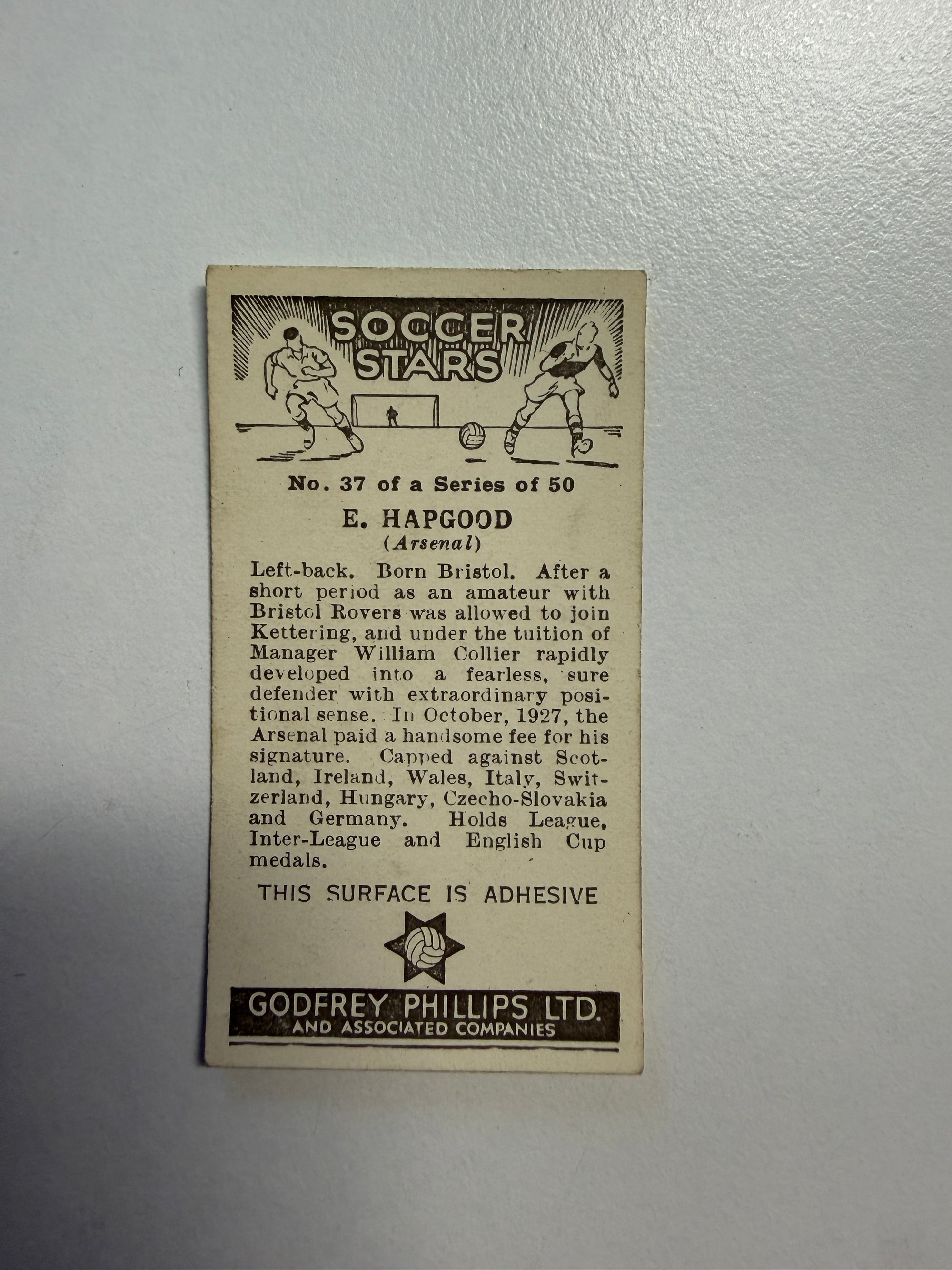 1936 - E. HAPGOOD - ARSENAL - VINTAGEKORT