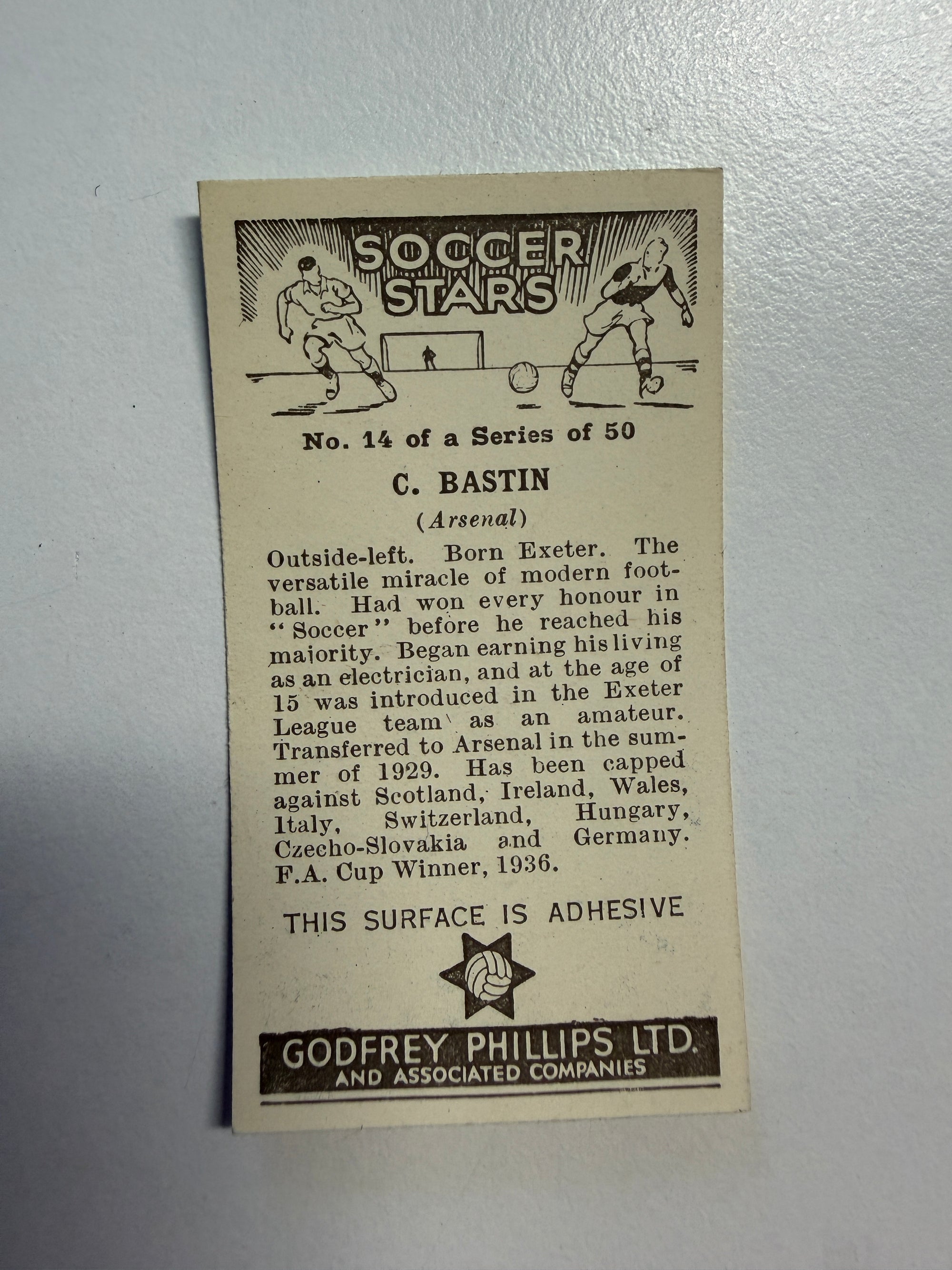 1936 - C. BASTIN - ARSENAL - VINTAGEKORT