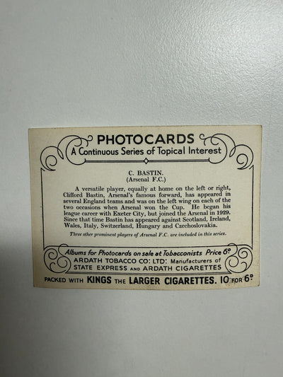 1939 - C. BASTIN - ARSENAL - VINTAGEKORT