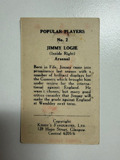1950 - JIMMY LOGIE - ARSENAL - VINTAGEKORT