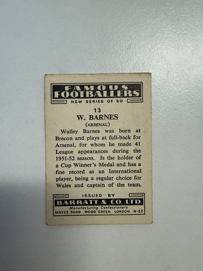 1952 - W. BARNES - ARSENAL - VINTAGEKORT