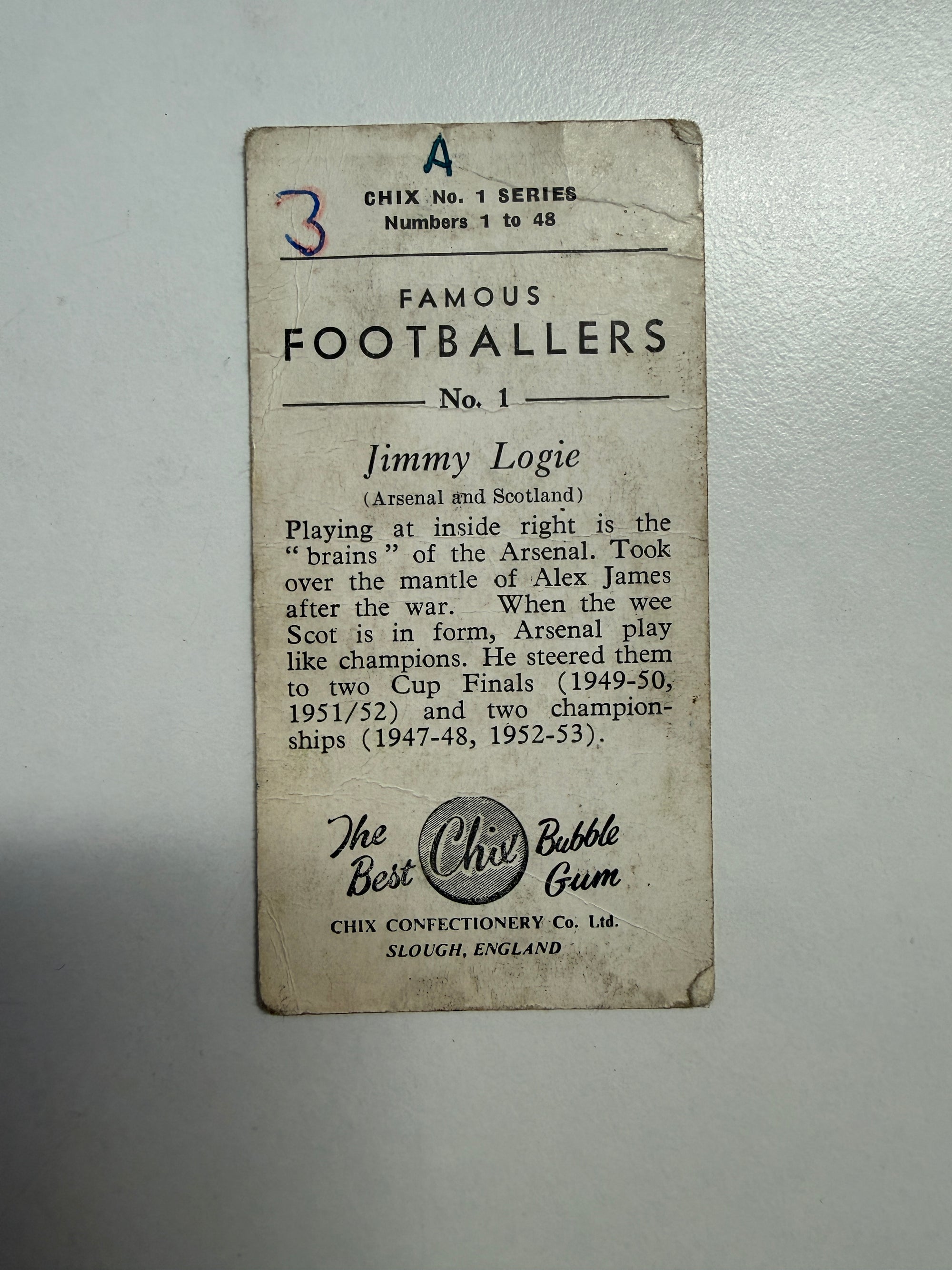 1953 - JIMMY LOGIE - ARSENAL - VINTAGEKORT