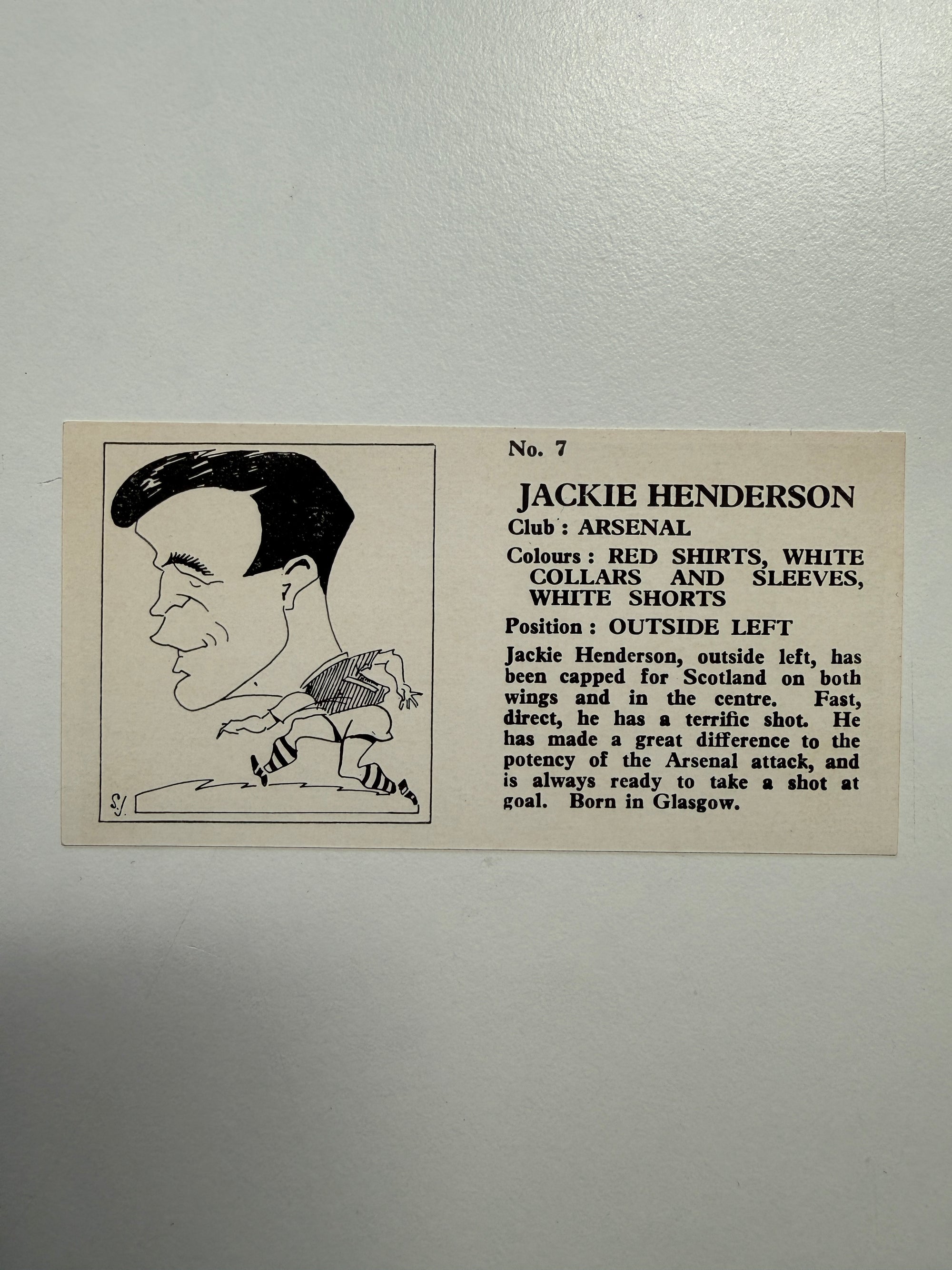 1956 - JACKIE HENDERSON - ARSENAL - VINTAGEKORT