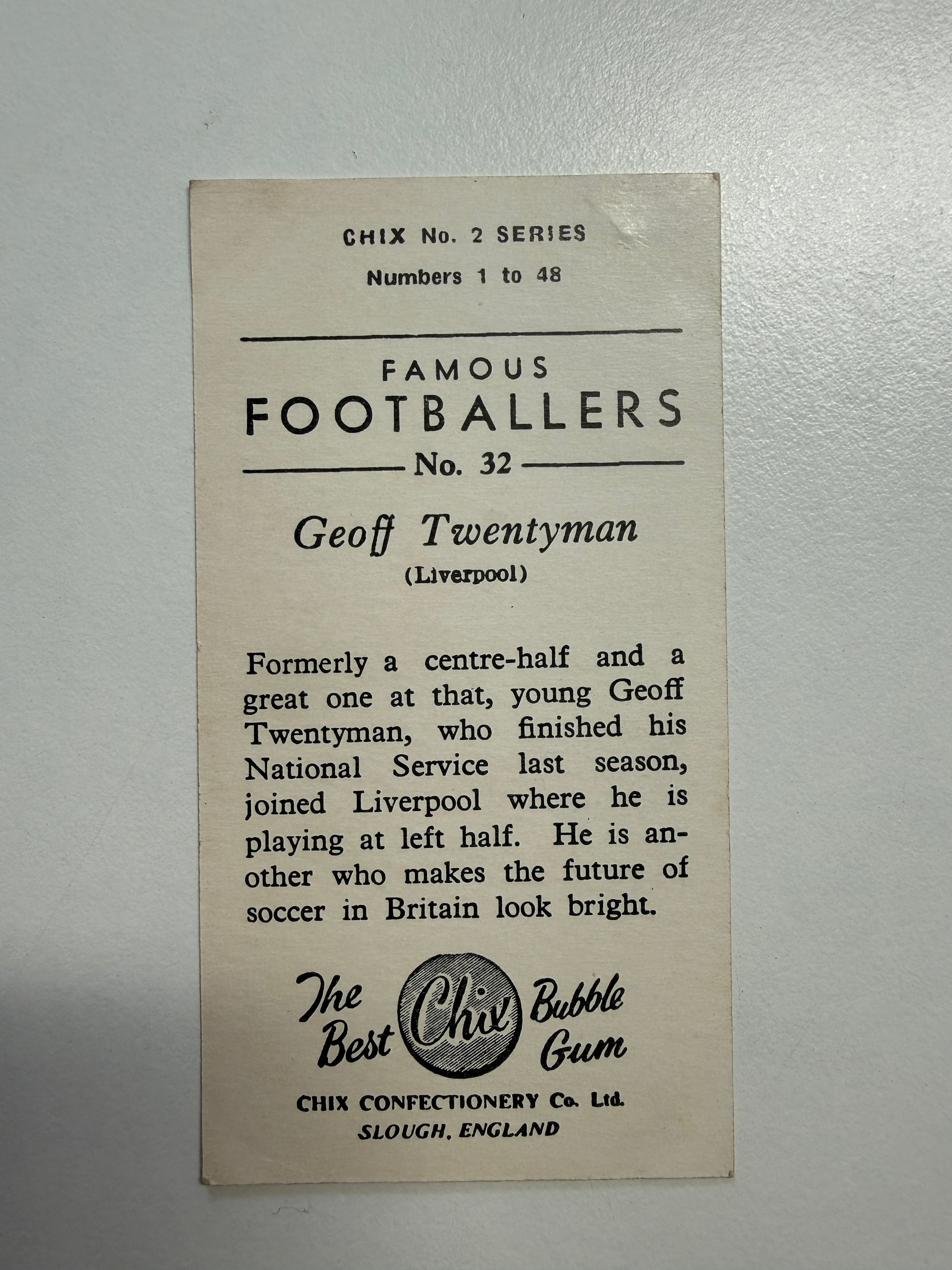 1956 - GEOFF TWENTYMAN - LIVERPOOL - VINTAGEKORT