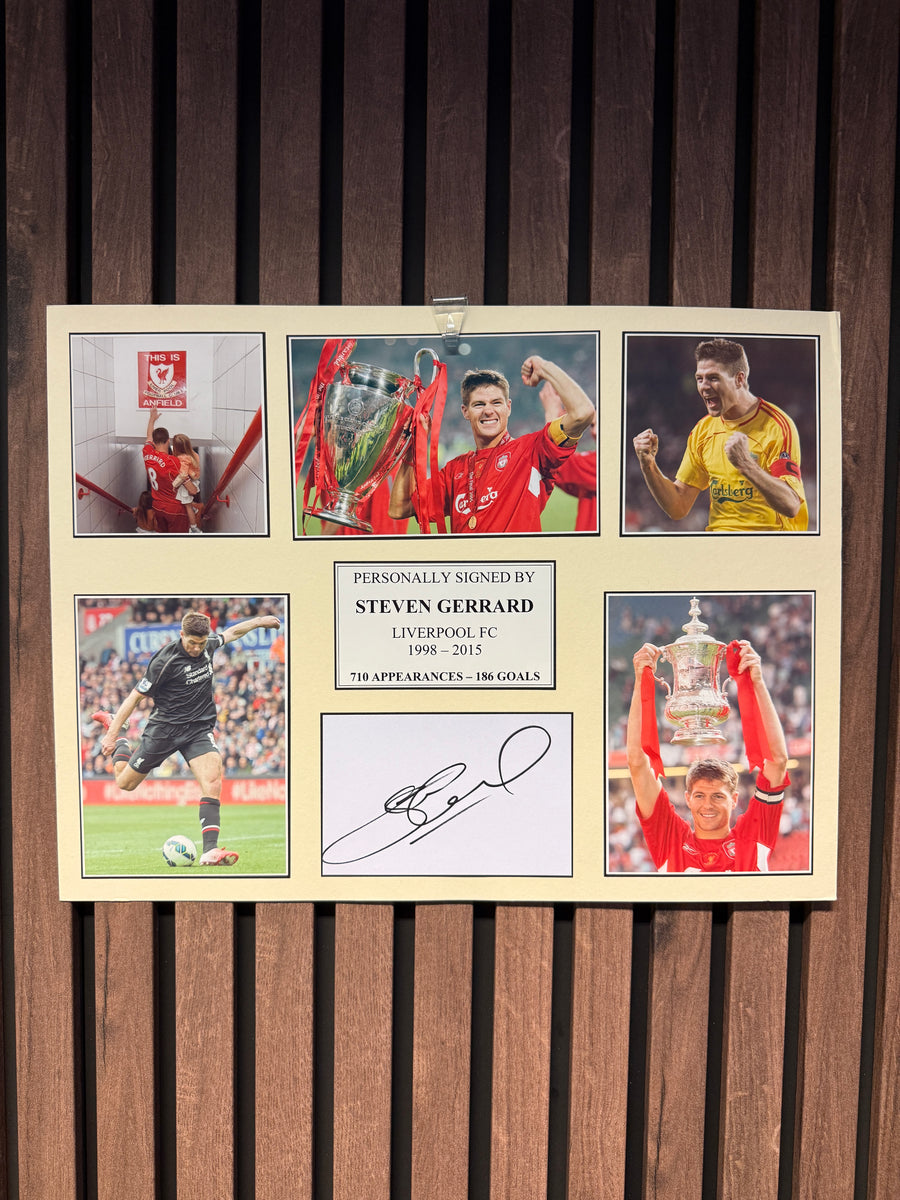 STEVEN GERRARD - SIGNERT BILDE "MONTAGE" MED EKTEHETSBEVIS/COA