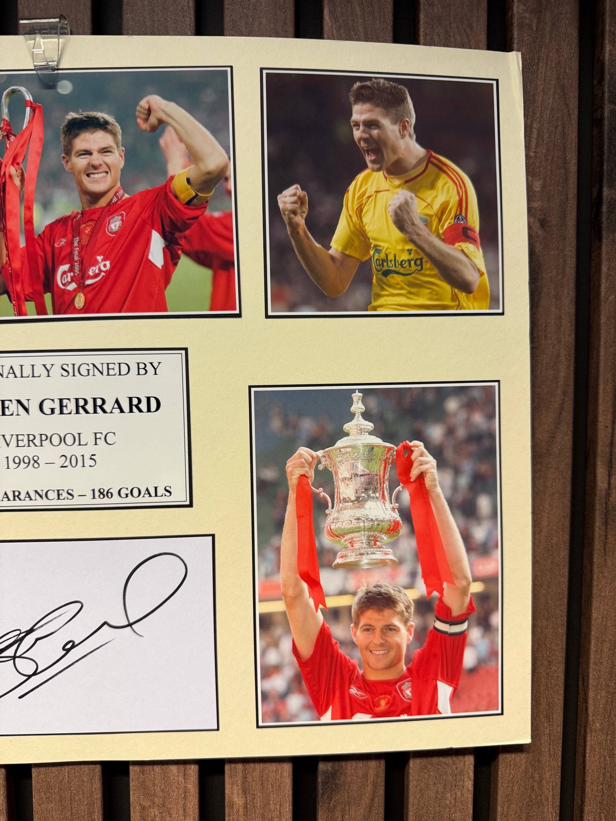 STEVEN GERRARD - SIGNERT BILDE "MONTAGE" MED EKTEHETSBEVIS/COA