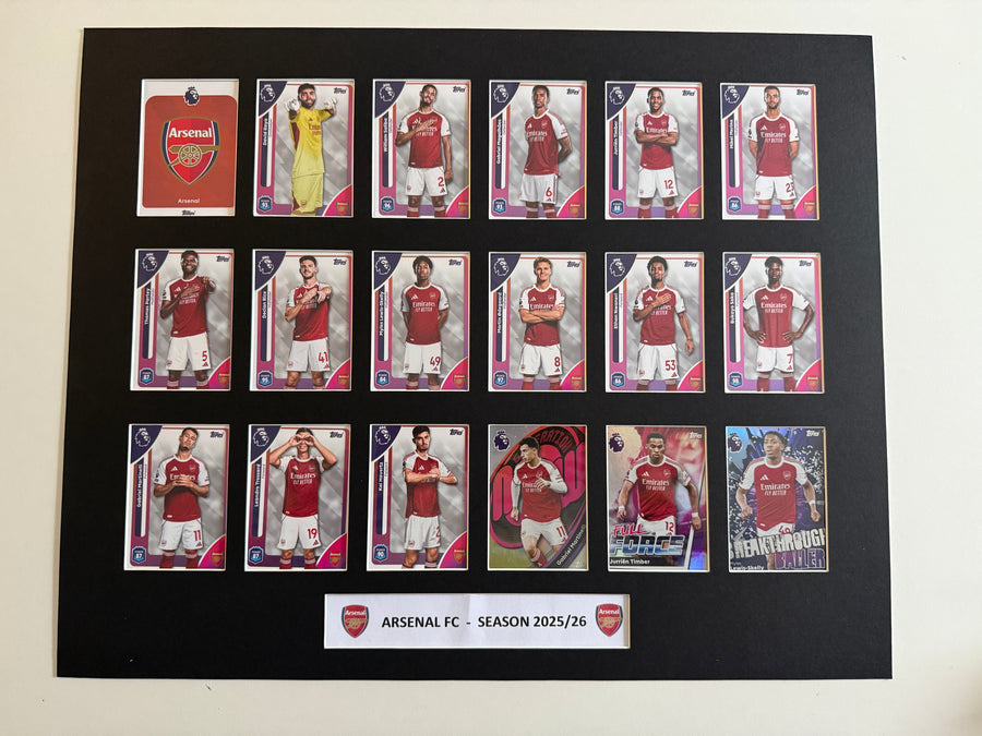ARSENAL FOTBALLKORT MONTAGE - PREMIER LEAGUE 2025/26 - FERDIG INNRAMMET