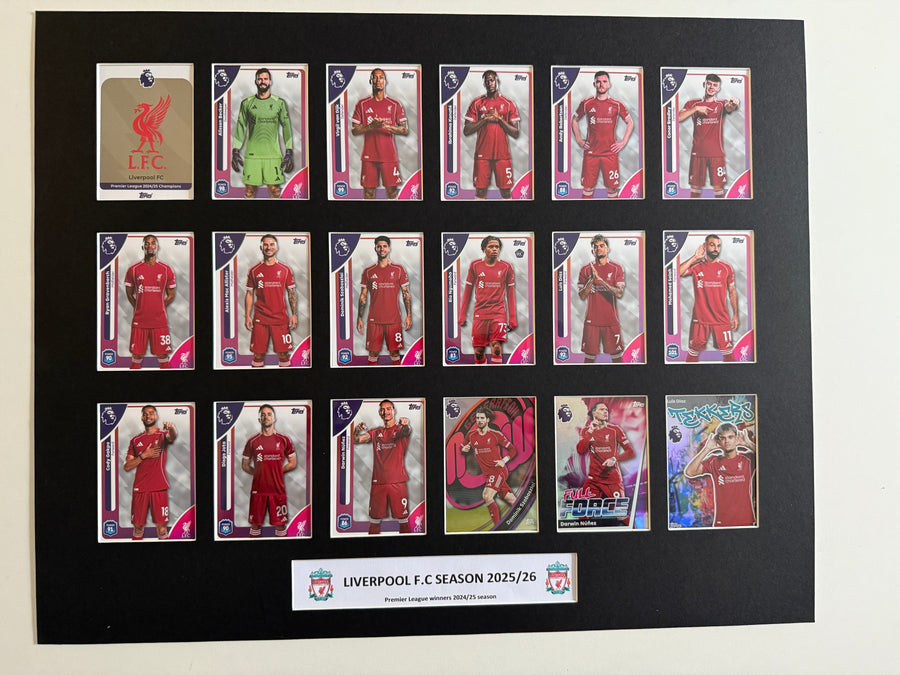 LIVERPOOL F.C. FOTBALLKORT MONTAGE - PREMIER LEAGUE 2025/26 - FERDIG INNRAMMET