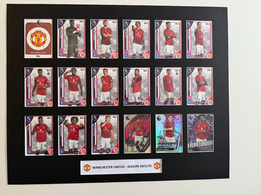 MANCHESTER UNITED FOTBALLKORT MONTAGE - PREMIER LEAGUE 2025/26 - FERDIG INNRAMMET