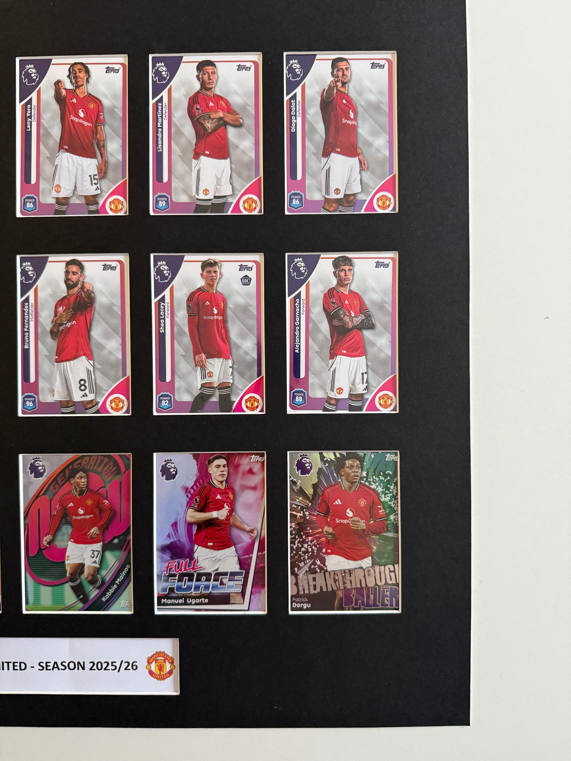 MANCHESTER UNITED FOTBALLKORT MONTAGE - PREMIER LEAGUE 2025/26 - FERDIG INNRAMMET