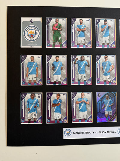 MANCHESTER CITY FOTBALLKORT MONTAGE - PREMIER LEAGUE 2025/26 - FERDIG INNRAMMET