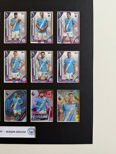 MANCHESTER CITY FOTBALLKORT MONTAGE - PREMIER LEAGUE 2025/26 - FERDIG INNRAMMET