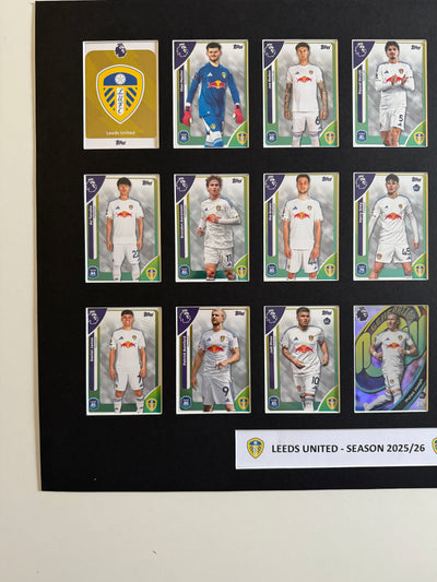 LEEDS UNITED FOTBALLKORT MONTAGE - PREMIER LEAGUE 2025/26 - FERDIG INNRAMMET