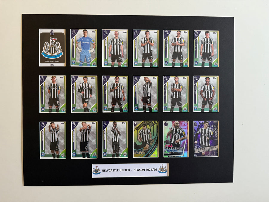 NEWCASTLE UNITED FOTBALLKORT MONTAGE - PREMIER LEAGUE 2025/26 - FERDIG INNRAMMET