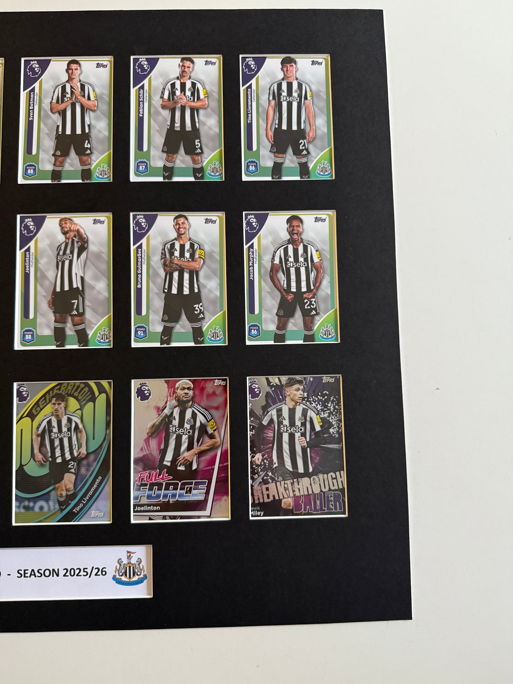 NEWCASTLE UNITED FOTBALLKORT MONTAGE - PREMIER LEAGUE 2025/26 - FERDIG INNRAMMET