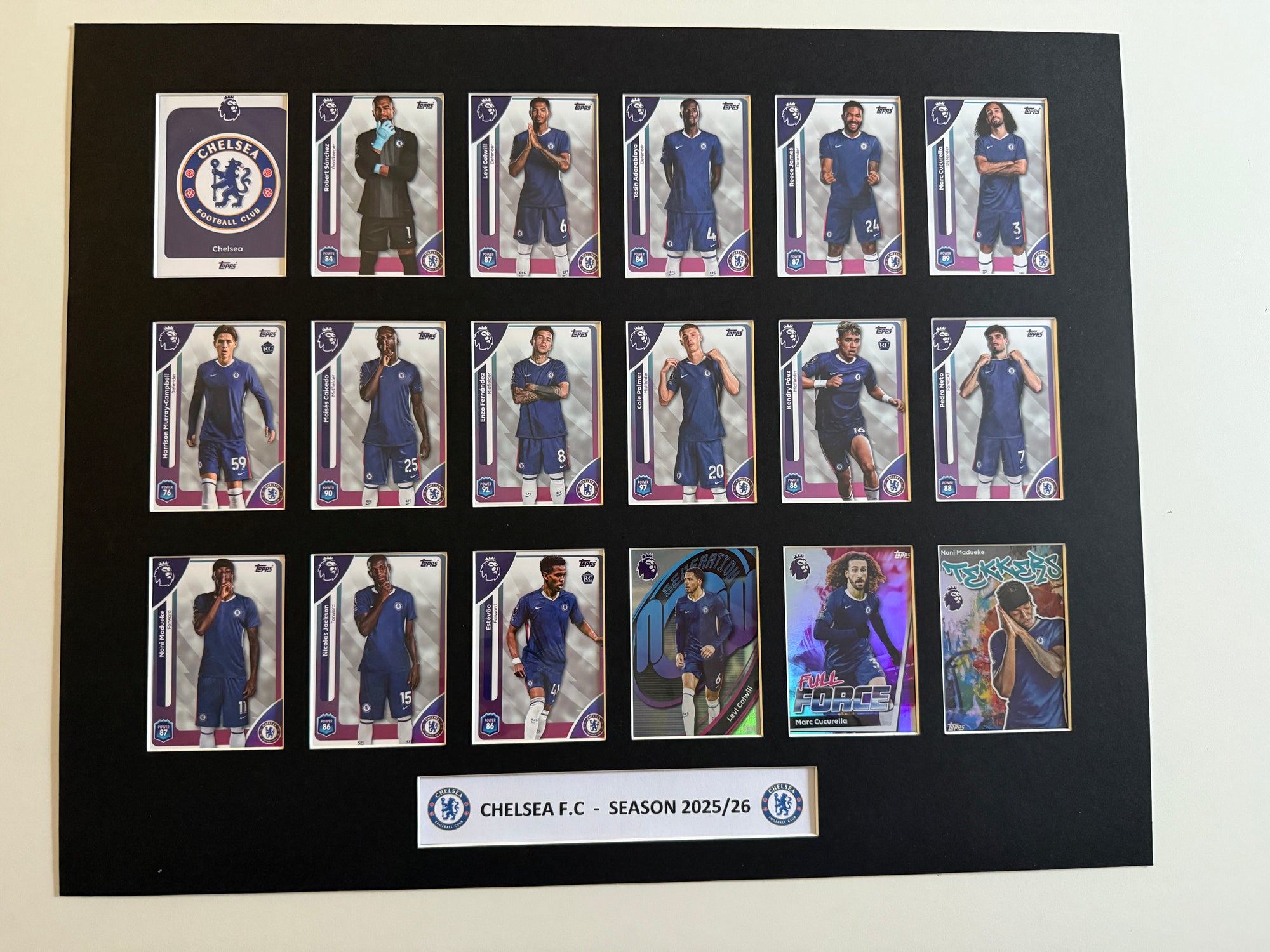 CHELSEA FC FOTBALLKORT MONTAGE - PREMIER LEAGUE 2025/26 - FERDIG INNRAMMET