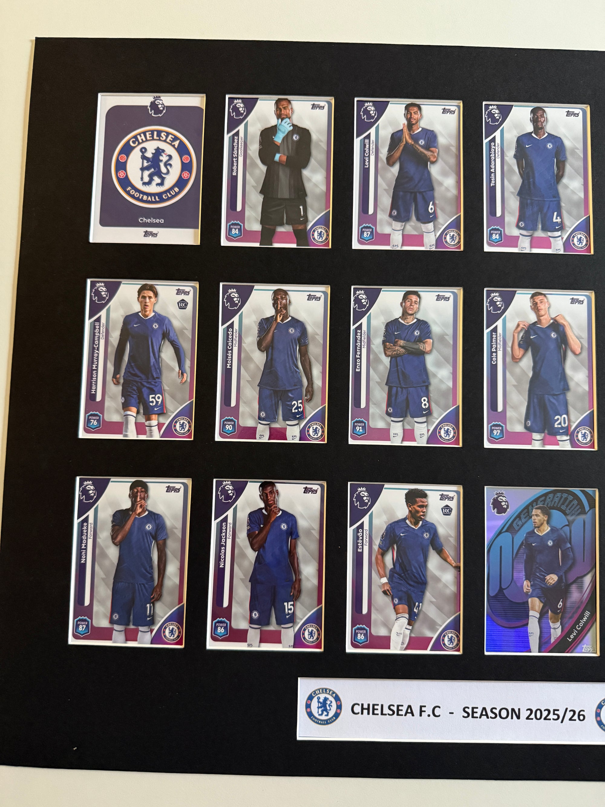 CHELSEA FC FOTBALLKORT MONTAGE - PREMIER LEAGUE 2025/26 - FERDIG INNRAMMET