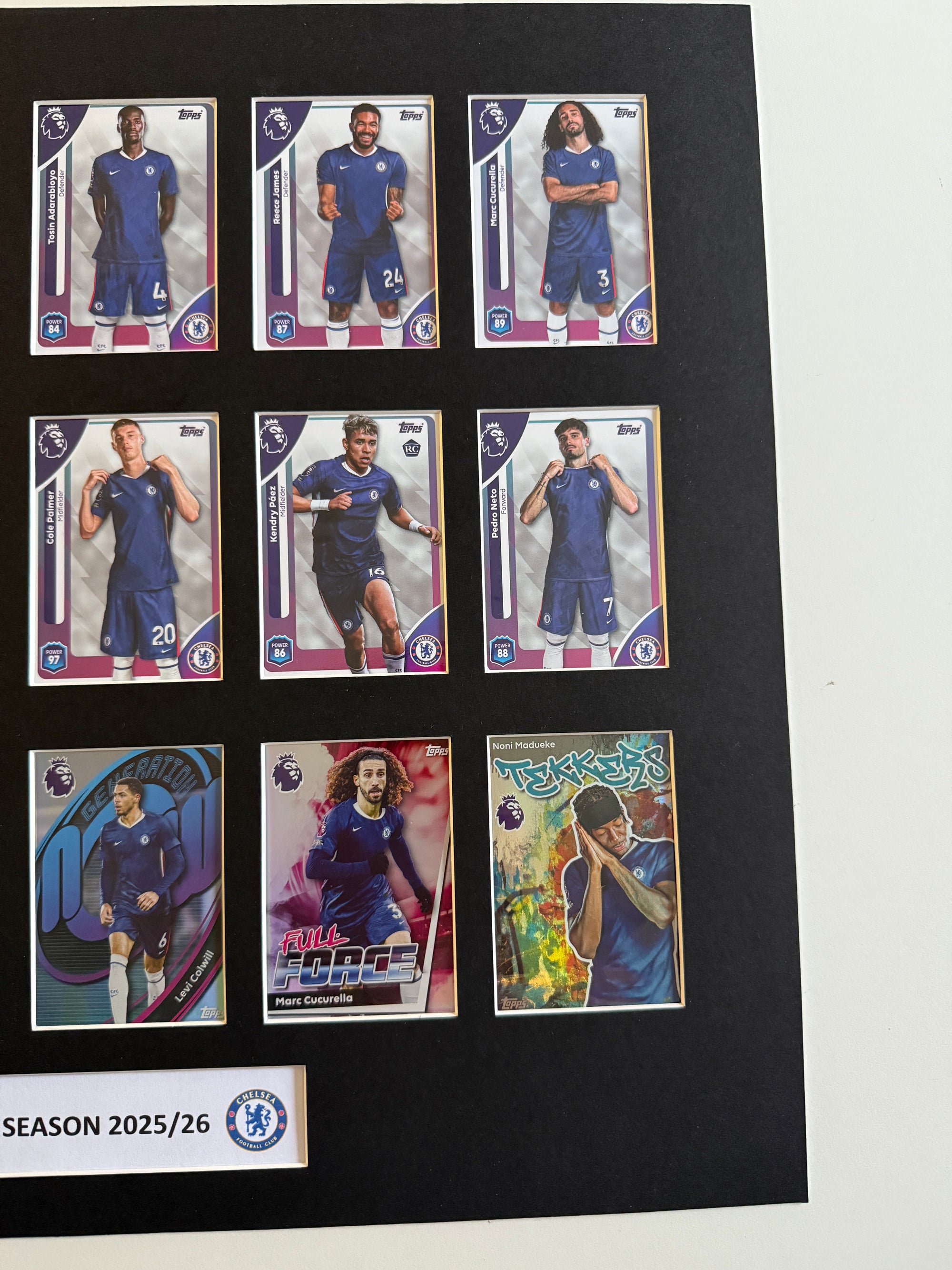 CHELSEA FC FOTBALLKORT MONTAGE - PREMIER LEAGUE 2025/26 - FERDIG INNRAMMET
