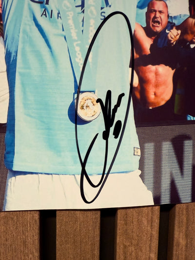 MANCHESTER CITY - RAHEEM STERLING - SIGNERT BILDE MED EKTEHETSBEVIS/COA