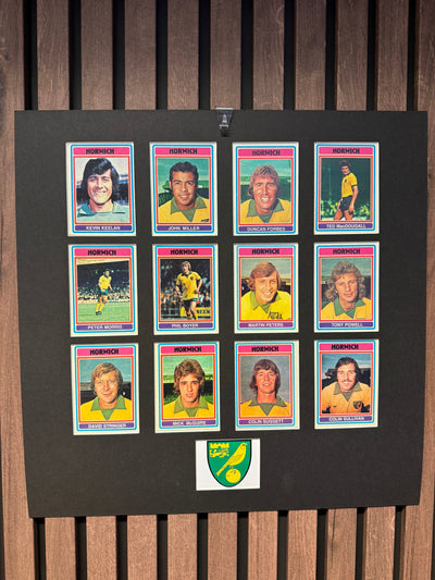 NORWICH CITY FOTBALLKORTMONTASJE FRA 1976/77 - GRAY BACKS