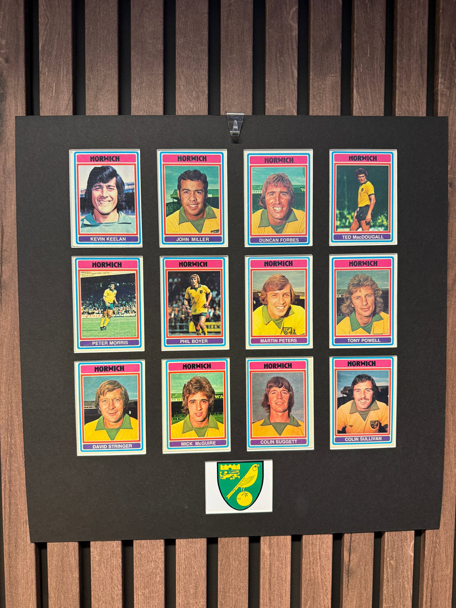 NORWICH CITY FOTBALLKORTMONTASJE FRA 1976/77 - GRAY BACKS