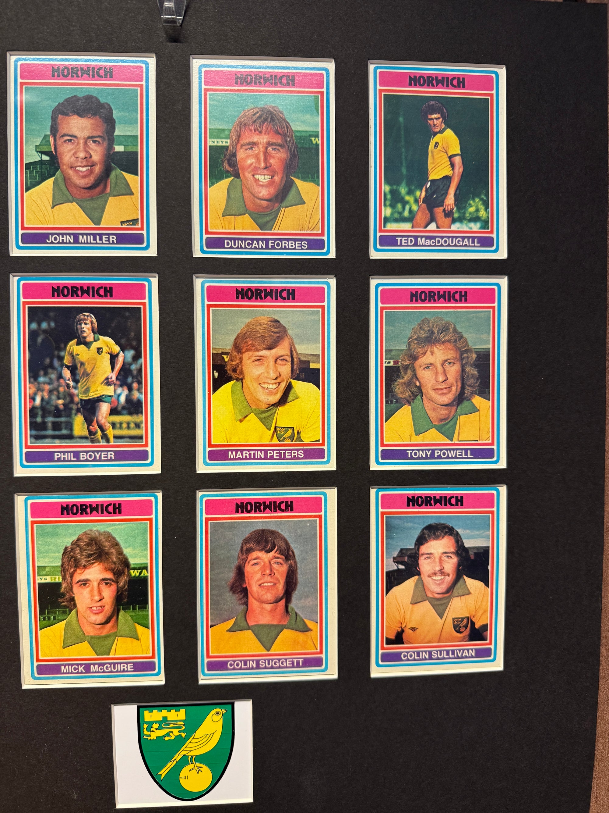 NORWICH CITY FOTBALLKORTMONTASJE FRA 1976/77 - GRAY BACKS