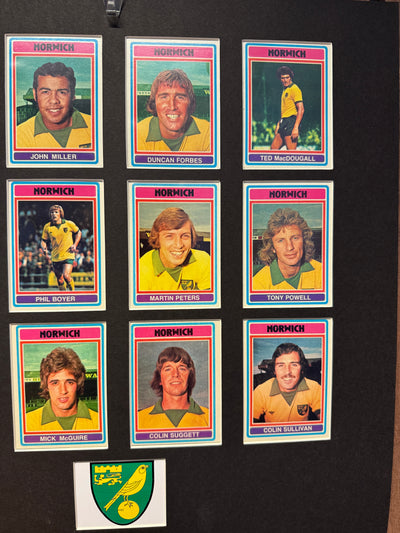 NORWICH CITY FOTBALLKORTMONTASJE FRA 1976/77 - GRAY BACKS