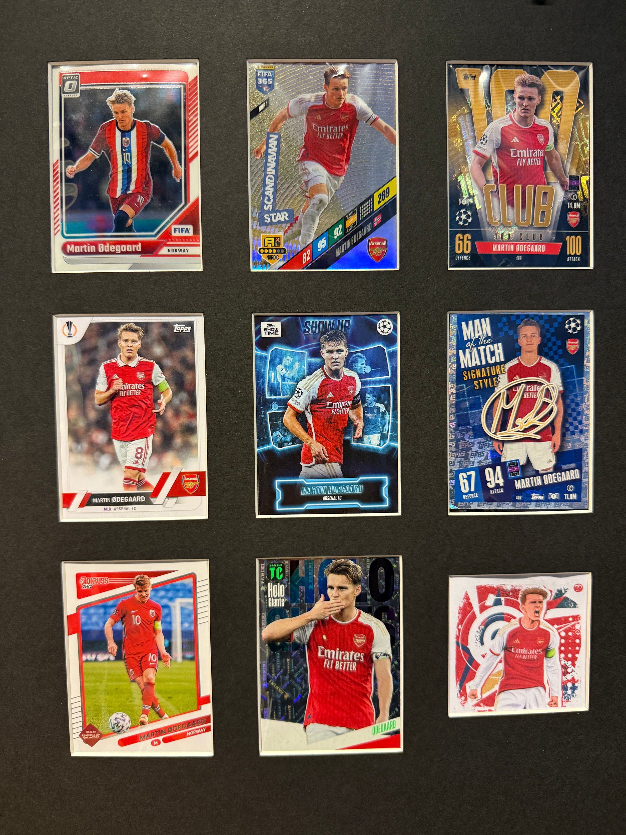 MARTIN ØDEGAARD - FOTBALLKORTMONTAGE - NORGE X ARSENAL - FERDIG INNRAMMET