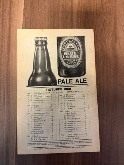 LIVERPOOL - 4 KAMPPROGRAMMER FRA 1967/1968
