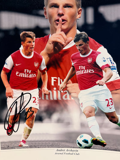 ARSENAL - ANDREY ARSHAVIN - SIGNERT FOTOMONTASJE MED EKTEHETSBEVIS/COA
