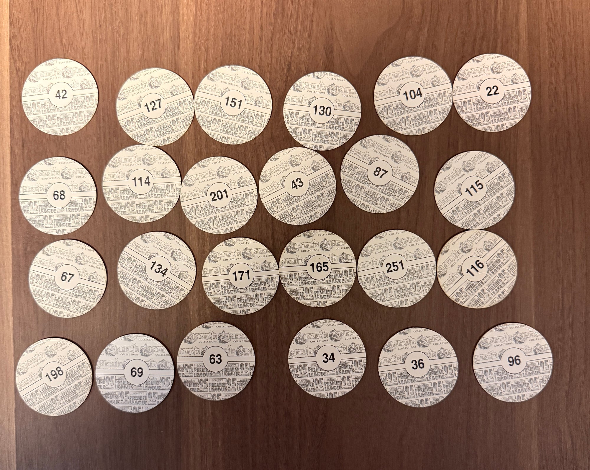 MERLIN PREMIER LEAGUE 1995 - LOT - RUNDE FOTBALLKORT