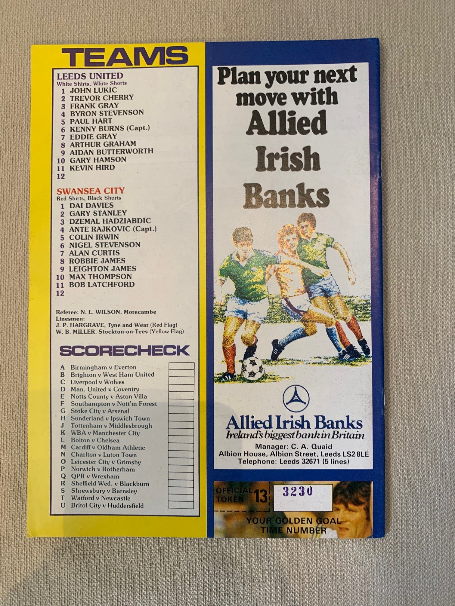 1982-16.1 - LEEDS UNITED VS SWANSEA CITY